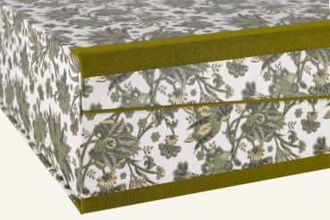 Dekorative Kiste,Palmwedel grün  gold